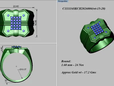 light weight gold diamond rings-C111116SKCH2026006-wt-15-20 3D print model