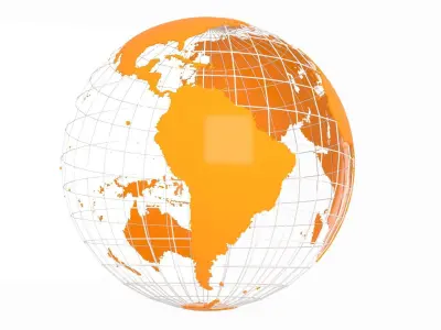 Globe News Skeleton Tangerine Color 3D model
