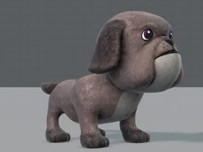 Dog base cartoonV06 Low-poly 3D model