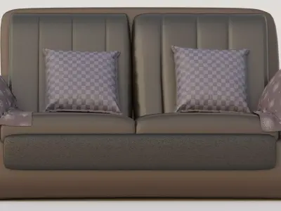 Rounded wedge arm sofa 3D model