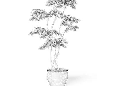 Tree in Metal Pot 3D Model 3D model