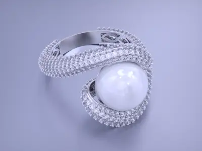 Pearl jewelry ring 3D print model