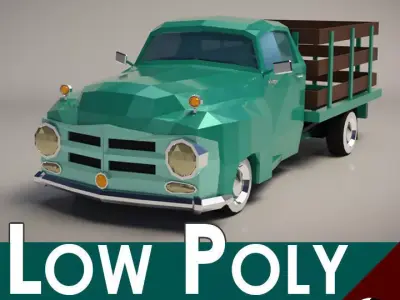 Low-Poly Vintage Pickup Truck Low-poly 3D model