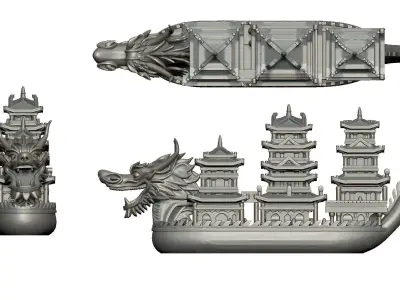 Chinese dragon boat 3D print model