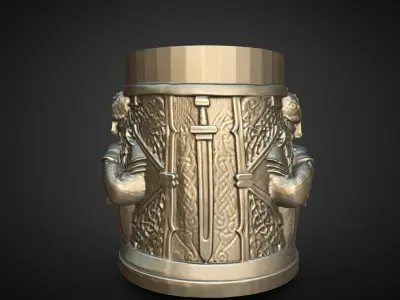 viking drengr warrior mug 3D print model