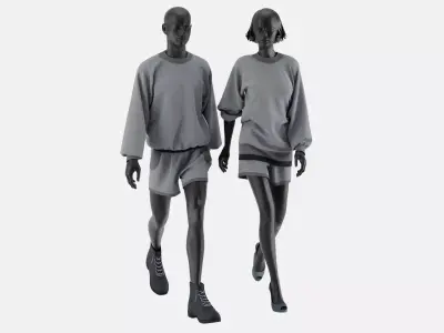 Sport Clothes Couple Set 01 3D model