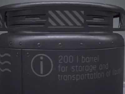 Sci-Fi Barrel Low Poly PBR Low-poly 3D model