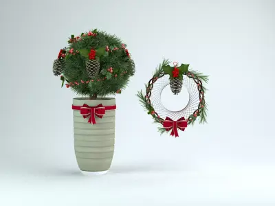 Christmas - Round Plant Pot 3D Model 3D model