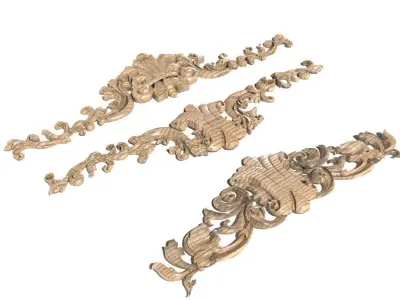 Cartouche-017 carved ornate ornaments 3D model