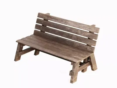 Wooden Outdoor Bench A 03 Low-poly 3D model