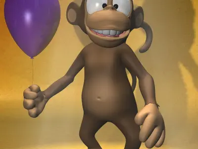 Cartoon monkey RIGGED Low-poly 3D model
