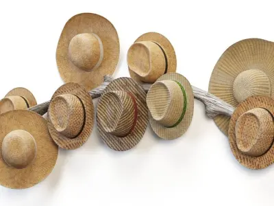 Decorative set of hats 3D model