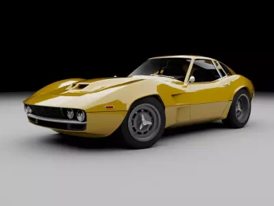 70s muscle-sports coupe Low-poly 3D model