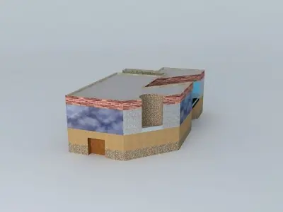Tunnel 2 coffee table made of wood and concrete 3D model