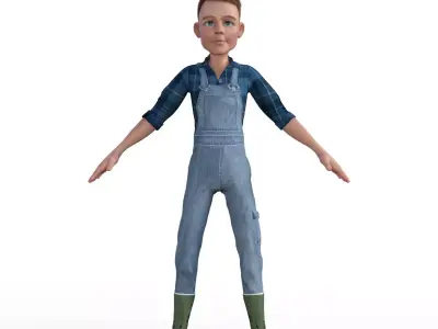 3D Cartoon Character Farmer 3D model