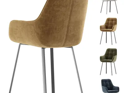 Chair Woodville Kelmi microvelor light beige 3D model