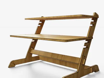 Bamboo Adjustable Sit Monitor Stand 3D model