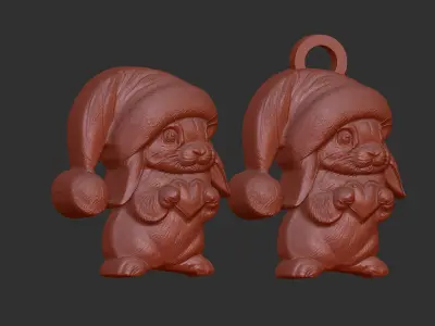 christmas rabbit decor  3D print model