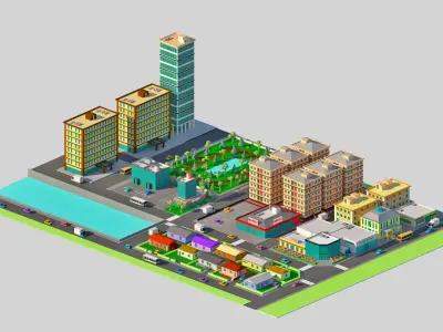 Low Poly City Model - ED Low-poly 3D model