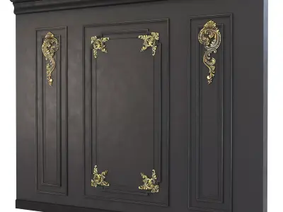 wall-set-ss1 ornate headboard gold 3D model