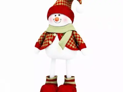 Snow Man Toy With Dress And Cap 3D model