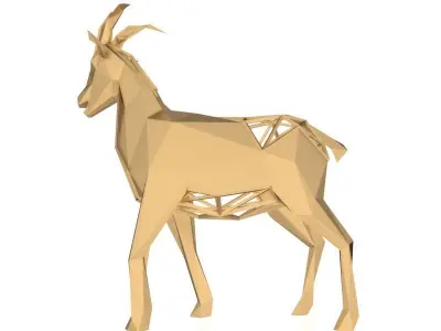 Polygonal Goat Parametric Low-poly 3D model