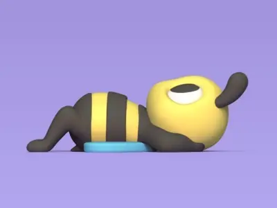 Lying Down Bee 3D print model