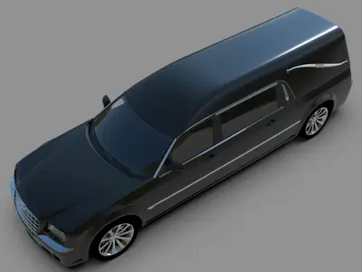 Black hearse 3D Car Low-poly 3D model