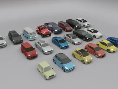 low-poly car pack - 20 cars Low-poly 3D model