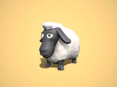 Cartoon Sheep Low-poly 3D model