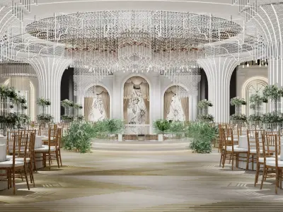 banquet hall Low-poly 3D model