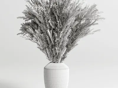 Bouquet dry lavender old wood vase  3D model