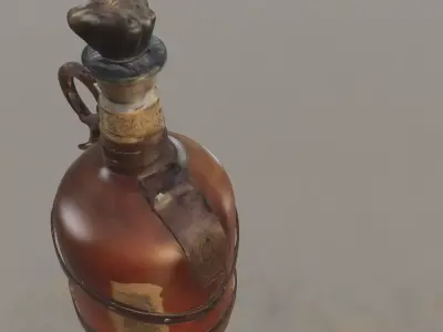 Pirate Rum Bottle  Low-poly 3D model