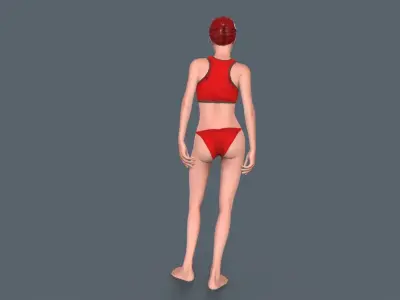 Red Woman Low-poly 3D model