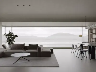 modern living room dining room interior scenes 05 3D model