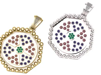 Royal Mandala Gem Pendant 3D print model