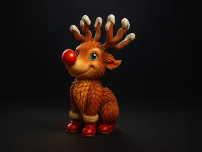 Cute Rudolph Reindeer Christmas Decor Festive Holiday Ornament 3D print model