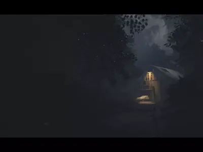 Dark Forest Secret House Night Shadow Low-poly 3D model