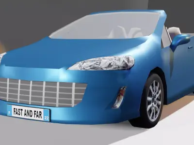 Decapotable Blue Car Low-poly 3D model