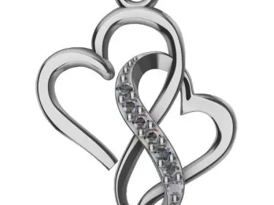 heart pendant with gems Free 3D print model