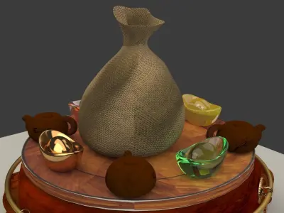 Chinese display stand with bag  3D model