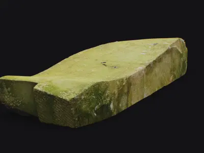 Old Stone Bench Covered Moss Concrete Slab Decorative 3D model