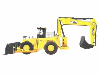 Backhoe Loader JCB 3CX Rigged Low-poly 3D model