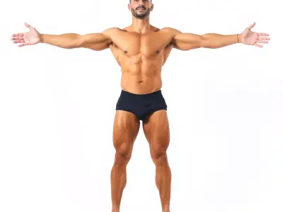 Muscular Male Figure Model Pack with Athletic Pose Low-poly 3D model