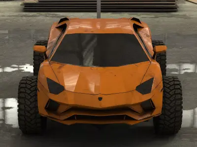 Monster Car Low-poly 3D model