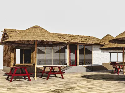 Beach Bar Low-poly 3D model