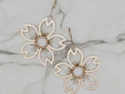 Sakura Glint Blossom of Balance 3D model for 3D print earrings 3D print model