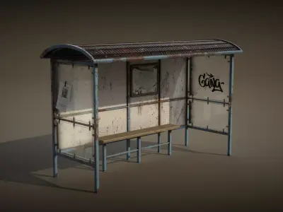 Old Bus Stop Low-poly 3D model