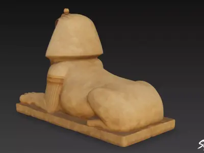 Egyptian Pharaoh Sphinx Statue Low-poly 3D model
