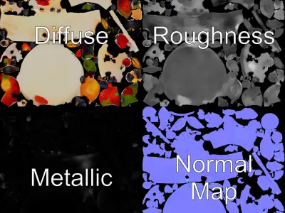 Deluxe Fruit Cake Model Pack with Decorative Elements Low-poly 3D model